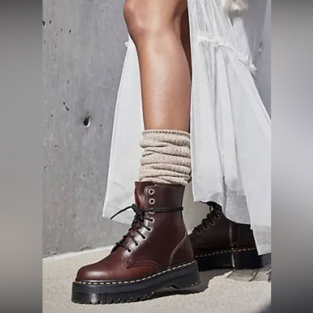 Maroon, vegan leather platform doc martens